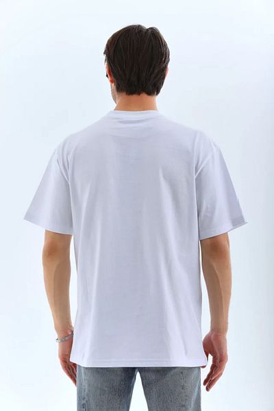 JANES Λευκό μπλουζάκι Unisex Oversize Stone με λεπτομέρεια με λαιμόκοψη