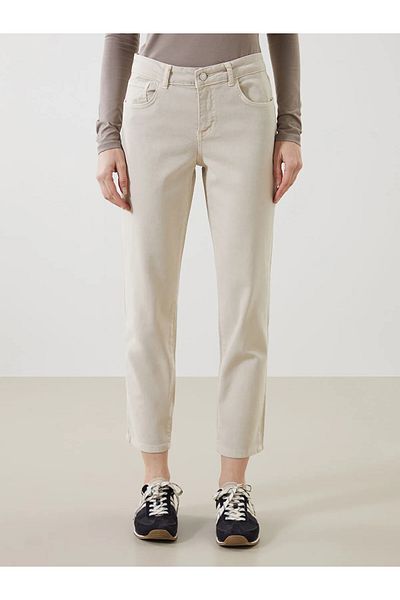 LC Waikiki Γυναικείο τζιν παντελόνι μπεζ Slim Fit
