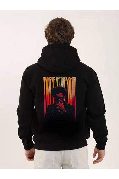 Modayakamoz Φούτερ Unisex με στάμπα Oversize με κουκούλα με τρεις κλωστές - Μαύρο