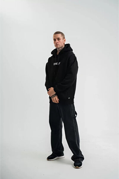 CVS Eyesof Hooded Double Oversize Digital Patch Sweatshirt - Black