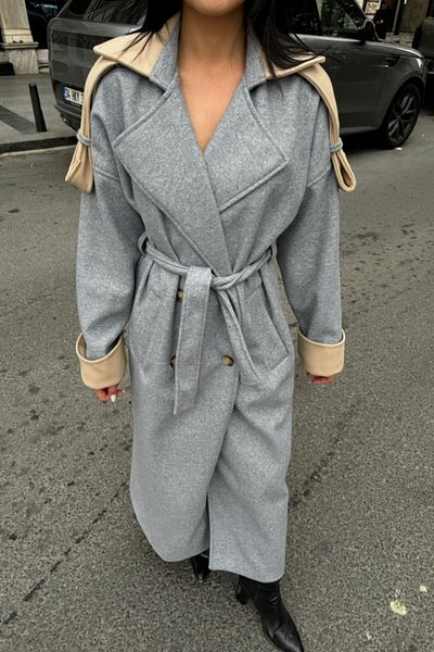 modaserdem Coat collar and cuff beige - gray