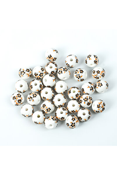 yfhobi 1 Adet - 10 mm Ebruli Desenli Yuvarlak Porselen Boncuk, Porselen Takı ...