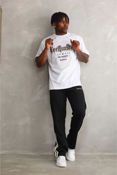 JANES Λευκό Unisex Oversize T-Shirt με κολιέ
