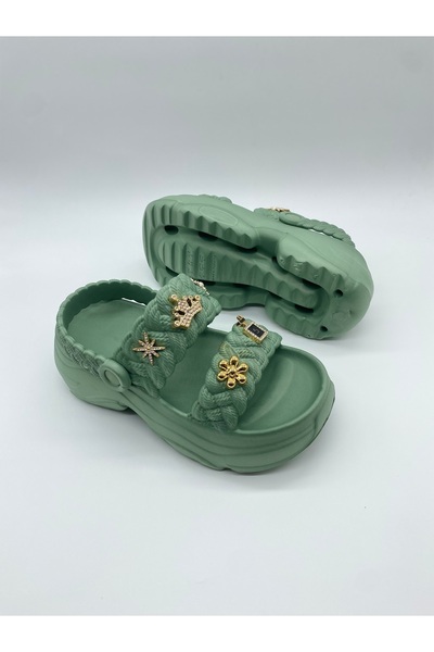 Sonimix 169.01 Örgülü Crocks Taşlı Ortopedik Terlik