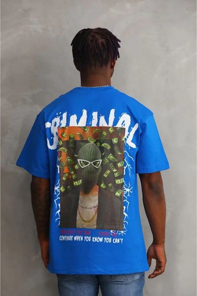 Modayakamoz Μπλουζάκι Unisex Μπλε Oversize με στάμπα