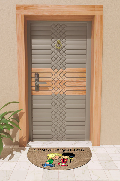 Rugmood Modern Dijital Paspas Kahverengi Chen ve Cedric Paspas - Kapı Önü Paspası