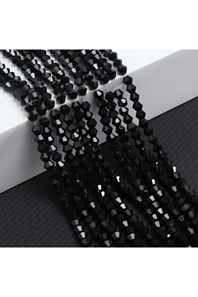 Choice 10 خيوط 4 مم سوداء 10 خيوط 10 خيوط خرز زجاجي كريستالي ثنائي المخروط، خ...