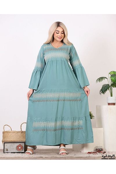 Genrics Comfortable and flowing embroidered cotton fabric reception jalabiya