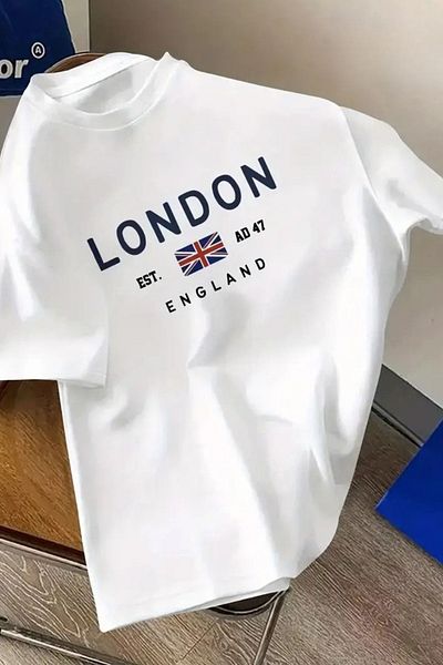 Massgai Μπλουζάκι Unisex London Est Printed Oversize 100% βαμβάκι