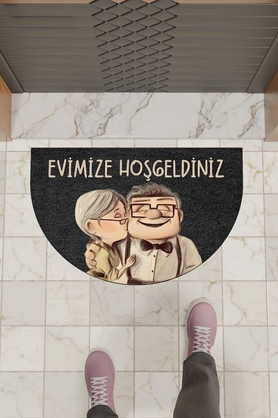 Rugmood Modern Digital Doormat Black Sweet Couple Doormat - Front Door Mat