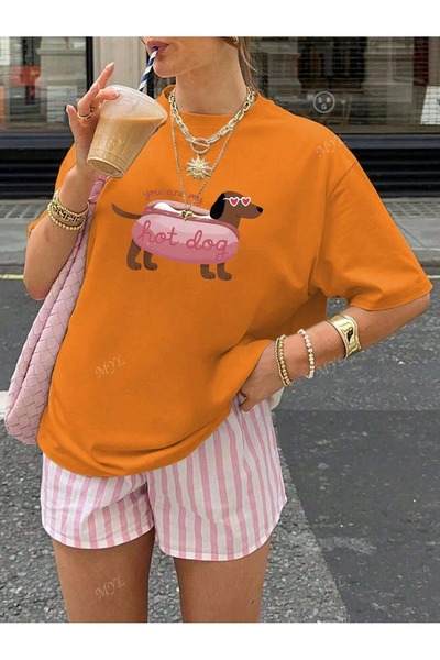 OVER HEAD Ženski hot dog Štampano Oversize kroj T-shirt
