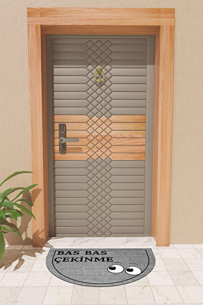 Rugmood Modern Dijital Paspas Gri Bas Bas Çekinme Paspas - Kapı Önü Paspası