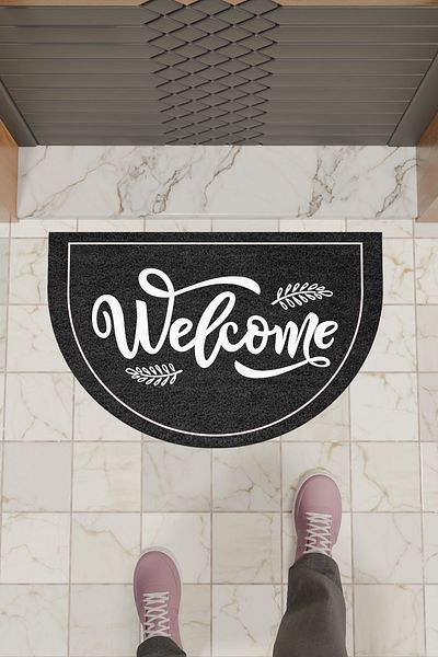 Rugmood Modern Digital Doormat Black Welcome Doormat - Front Door Mat