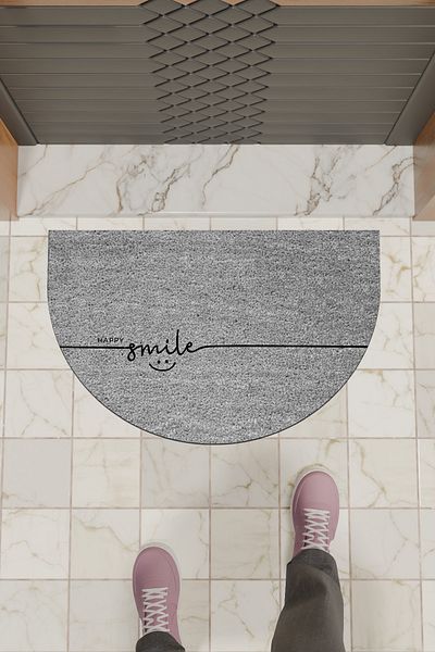 Dormot Home Modern Digital Gray Happy Smile Doormat - Door Front Mat