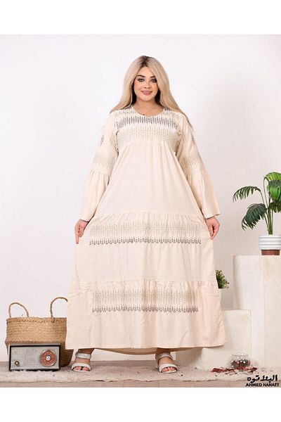 Genrics Comfortable and flowing embroidered cotton fabric reception jalabiya