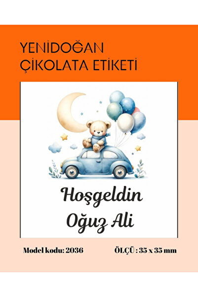 arl etiket tasarım dijital baskı merkezi Yenidoğan Çikolata Etiketi 3,5 x 3,5...