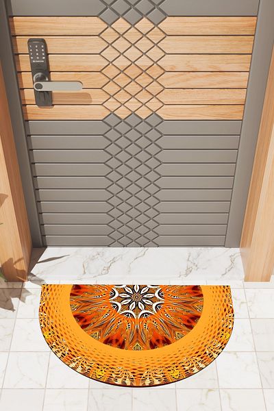 Dormot Home Modern Digital Doormat Colorful Red Mandala Pattern Doormat - Front Door Mat