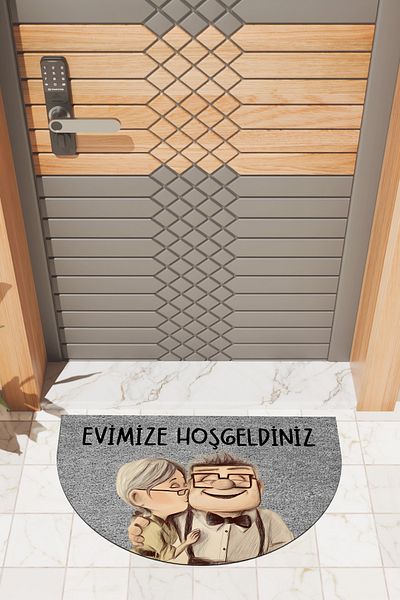 Dormot Home Modern Digital Doormat Gray Sweet Couple Doormat - Front Door Mat