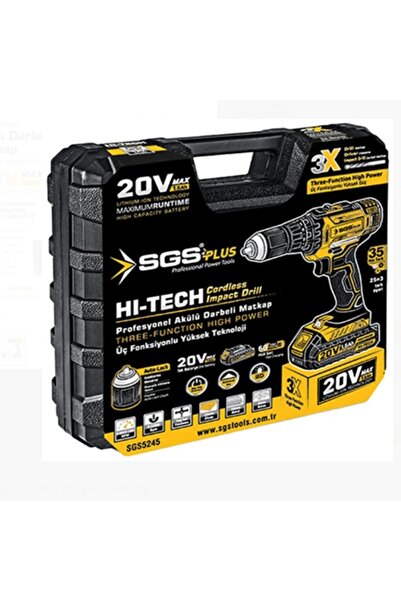 SGS Akülü Darbeli Matkap Seti TEK Akülü 20 Volt -1.5 Amper Sgs 5245