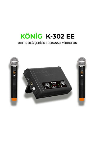 Dexun ميكروفون كينج K-302 UHF ثنائي القناة 2 محمول باليد