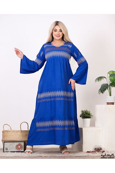 Genrics Comfortable and flowing embroidered cotton fabric reception jalabiya