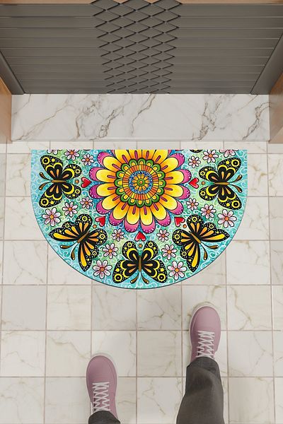 Rugmood Modern Digital Doormat Colorful Butterfly Pattern Doormat - Front Door Mat