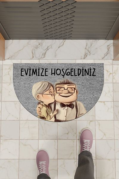 Dormot Home Modern Digital Doormat Gray Sweet Couple Doormat - Front Door Mat