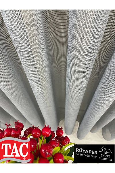 Taç Dreamper Dark Grey Color Modern Textured Knitted 1/3 French Pleat Tulle Curtain
