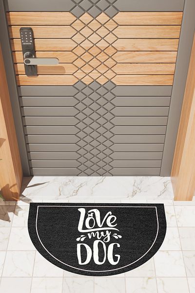 Rugmood Modern Digital Doormat Black Love My Dog Doormat - Front Door Mat