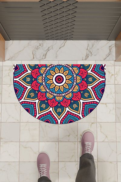 Rugmood Modern Digital Doormat Colorful Mandala Pattern Doormat - Front Door Mat