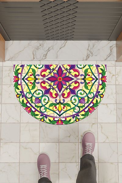 Dormot Home Modern Digital Doormat Colorful Mandala Pattern Doormat - Front Door Mat