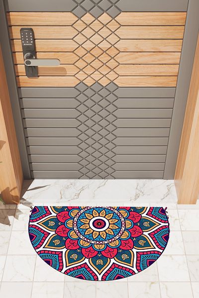 Rugmood Modern Digital Doormat Colorful Mandala Pattern Doormat - Front Door Mat