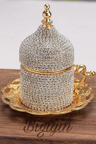bigiyin 6-Piece Coffee Cup Set Crystal Stone Coffee Cup Espresso Set 27 Pieces