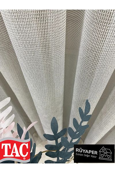 Taç Dreamper Gray Color Modern Textured Knitted 1/3 Dense Pleat Tulle Curtain