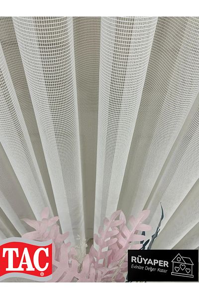 Taç Rüyaper Ecrü (Off-White) Modern Textured Knitted 1/3 Sik Pleated Tulle Curtain