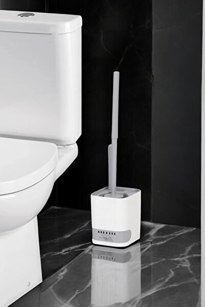 Buclee فرشاة مرحاض لاصقة مقاومة لتسرب الماء - طقم فرشاة تنظيف حوض الحمام باللون الأبيض