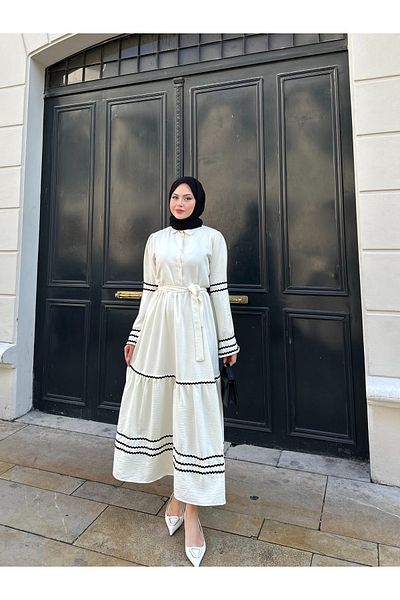 VOLT CLOTHİNG Γυναικείο λινό φόρεμα με λεπτομέρεια ραφής