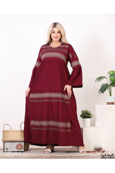 Genrics Comfortable and flowing embroidered cotton fabric reception jalabiya