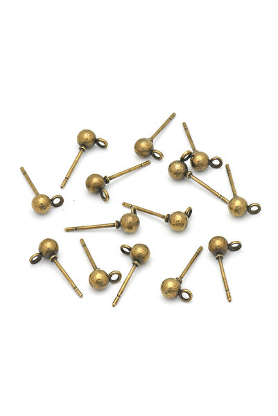 Choice 50 قطعة من أقراط الأذن البرونزية العتيقة مقاس 3 مم و50 قطعة من أقراط ا...