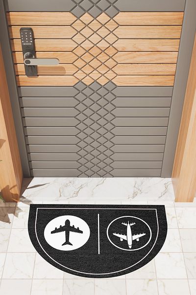 Dormot Home Modern Digital Doormat Black Airplane Doormat - Front Door Mat