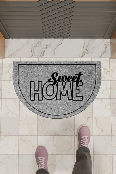 Rugmood Modern Digital Doormat Gray Sweet Home Doormat - Front Door Mat