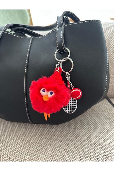Çantacımstore Bag Charm Accessory Angrybirds-Tennis Racket-Ball Red