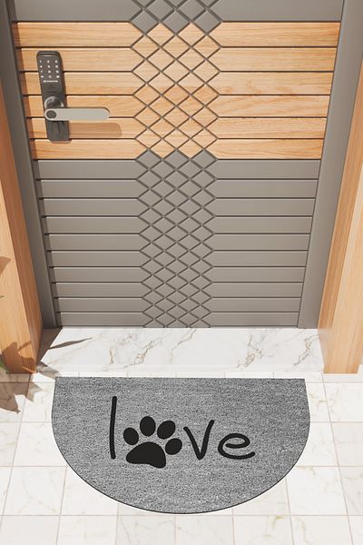 Dormot Home Modern Digital Doormat Gray Paw Love Doormat - Front Door Mat
