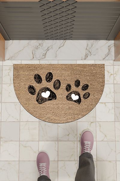 Dormot Home Modern Digital Doormat Brown Double Paw Doormat - Front Door Mat