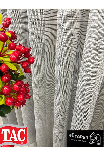 Taç Dreamper Dark Grey Color Modern Textured Knitted 1/3 French Pleat Tulle Curtain