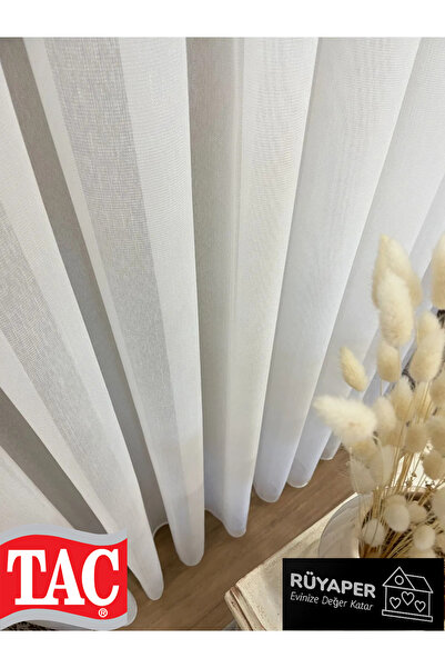 Taç Modern Textured 1/3 Sik Pleat - Ecru Color Tulle Curtain
