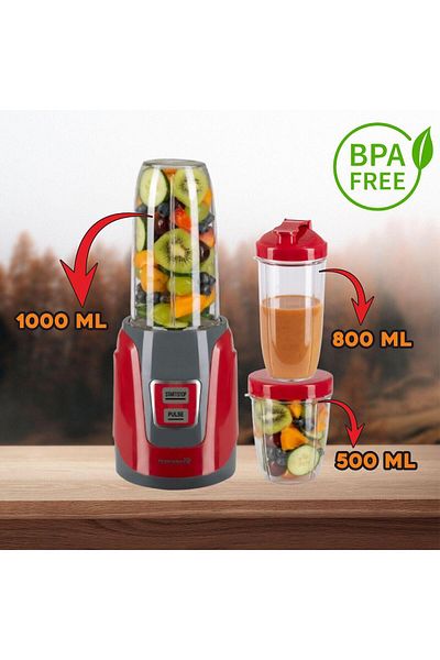 Hausberg Mixér Hausberg HB-7675RS červený, výkon 1000 W, objem 1000 ml, měděný motor