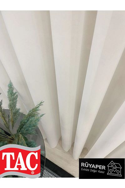Taç Crepe Tulle Soft Textured 1/3 Sik Pleat - Ecru Tulle Curtain