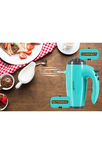 Hausberg Mixer de mana HB-4119BL, 5 viteze, putere 300W, motor de cupru, Bleu