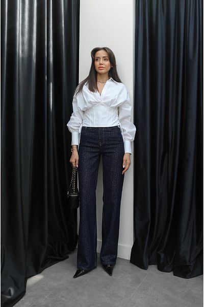 Havoş Navy Blue Glitter Straight Jean